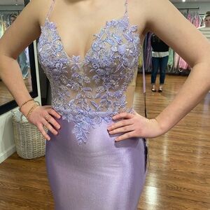 Charisse Designs Lavender Lace Appliqué Mermaid Prom Dress 811305